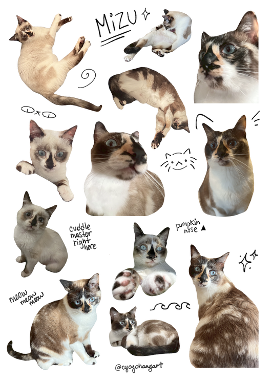 Cat sticker sheet Mizu