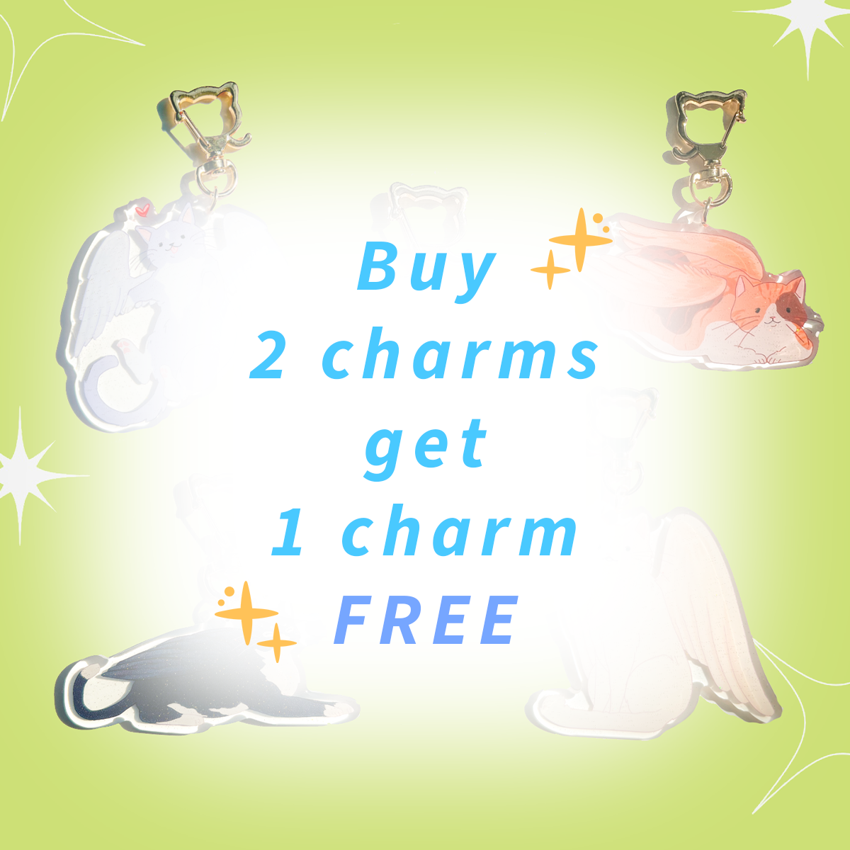 White Cat Angel Charm