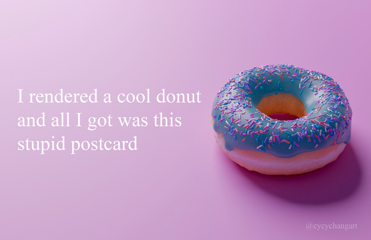 Blender Donut meme postcard