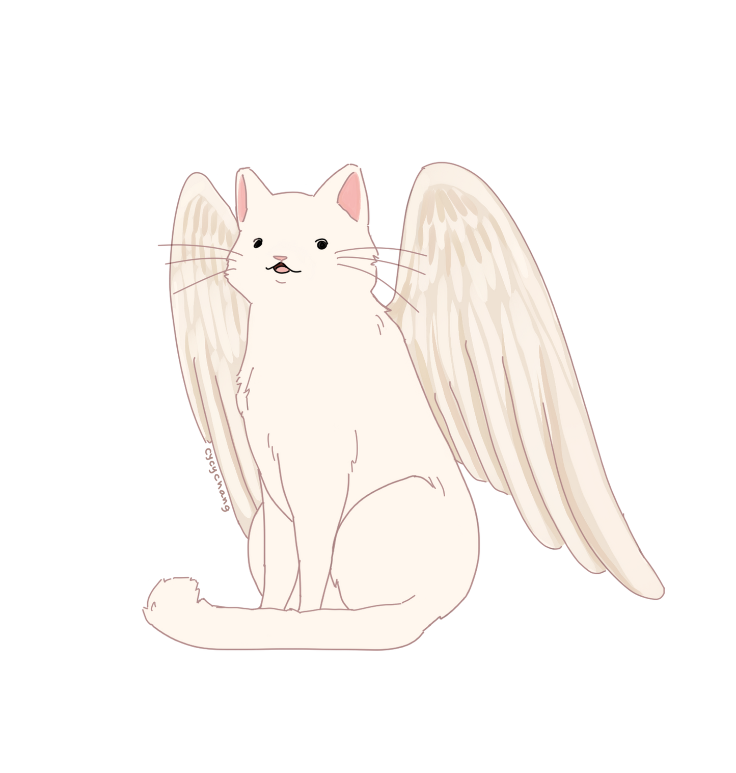 White Cat Angel Sticker