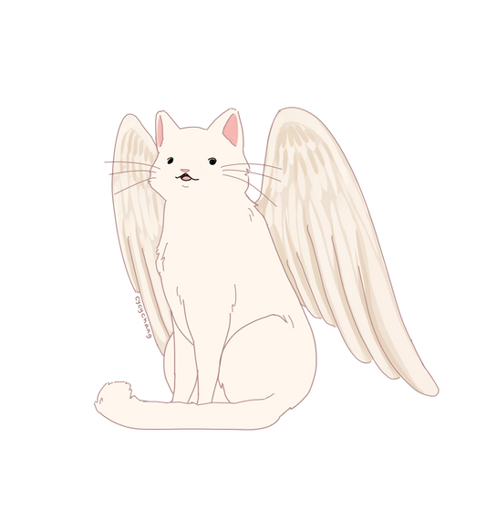 White Cat Angel Sticker