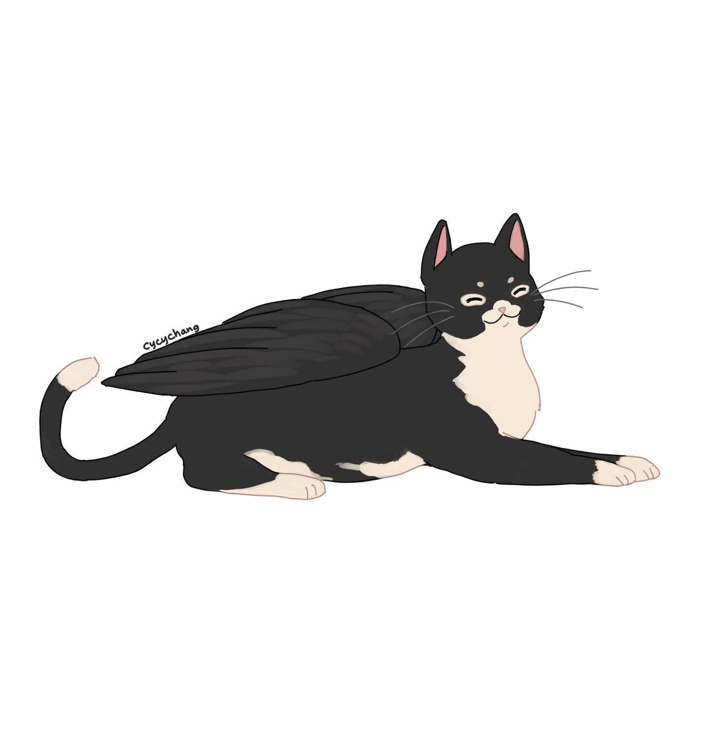 Tuxedo Cat Angel Sticker