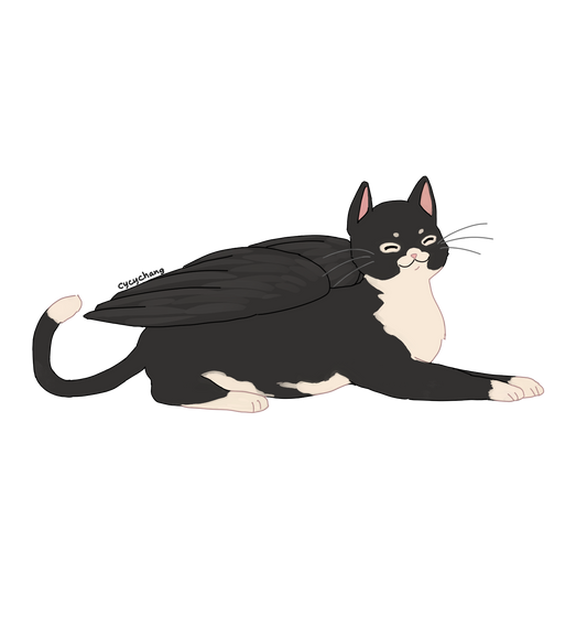 Tuxedo Cat Angel Sticker