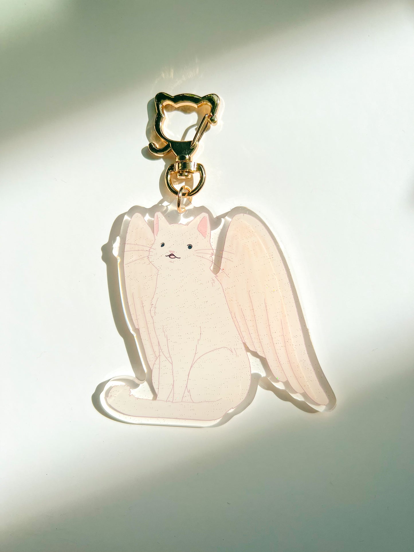 White Cat Angel Charm